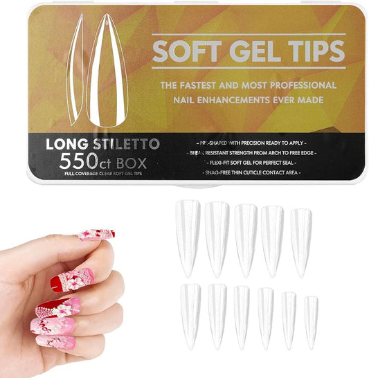 Soft Gel Tip x 550 Stiletto